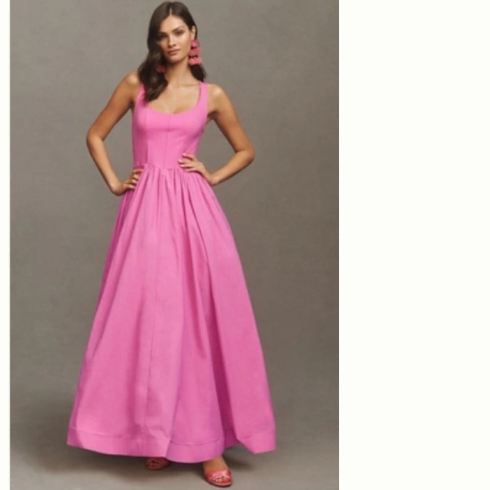 BHLDN Hot Pink Sleeveless Maxi Dress
